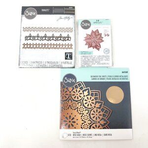 Sizzix Bundle Crochet Die Cuts & Poinsettia 3-D Impresslits Foil Sheets Holiday